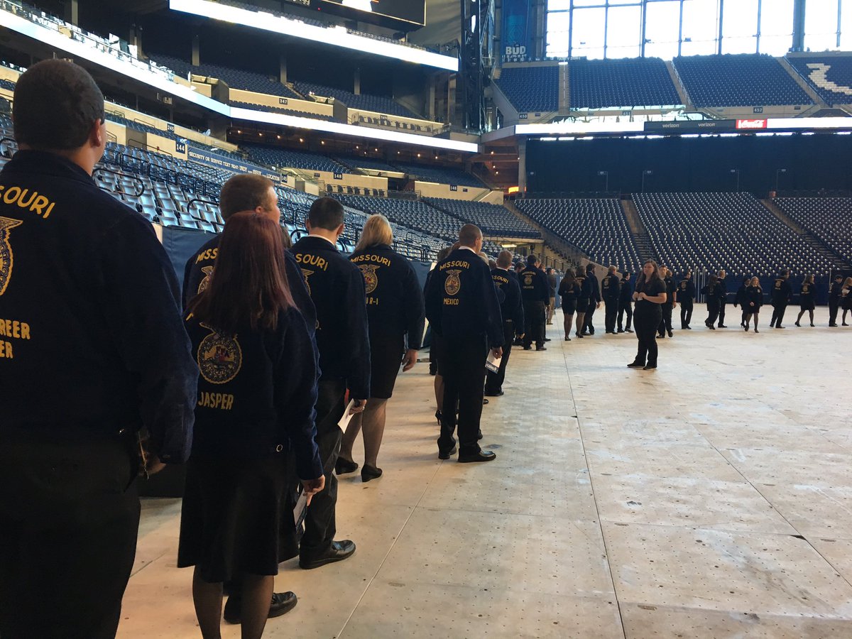 NationalFFA's tweet image. FFA members are lined up to receive their American FFA Degree. #TransformFFA