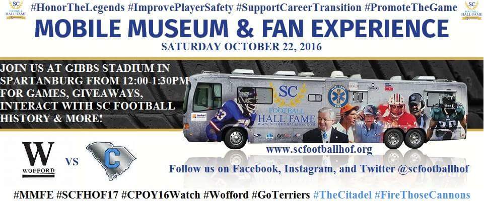 SCFootballHOF's tweet photo. On our way to Gibbs! @Wofford_FB #GoodMorning #SeeYouThere #SCFHOF17 #CPOY16Watch #2016MMFEtour https://t.co/CkcW2is5Yt