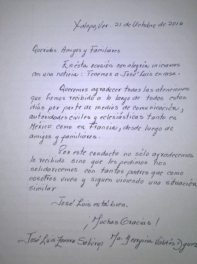 <a href="/BuscoaPepe/">Busco a Pepe</a> y familia agradecen la labor del Embajador <a href="/JMGomezRobledo/">Dr. Juan M. Gómez-Robledo V.</a>. Pepe está en casa ¡muchas gracias!