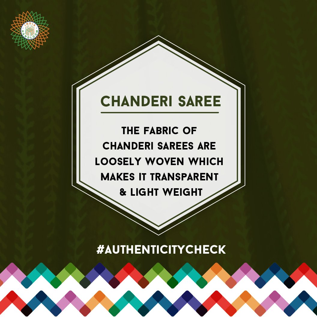 indhandloom's tweet image. #ChanderiSarees are characterised by its warp thread which is un-degummed #MulberrySilk &amp;amp; weft thread which is cotton. #AuthenticityCheck