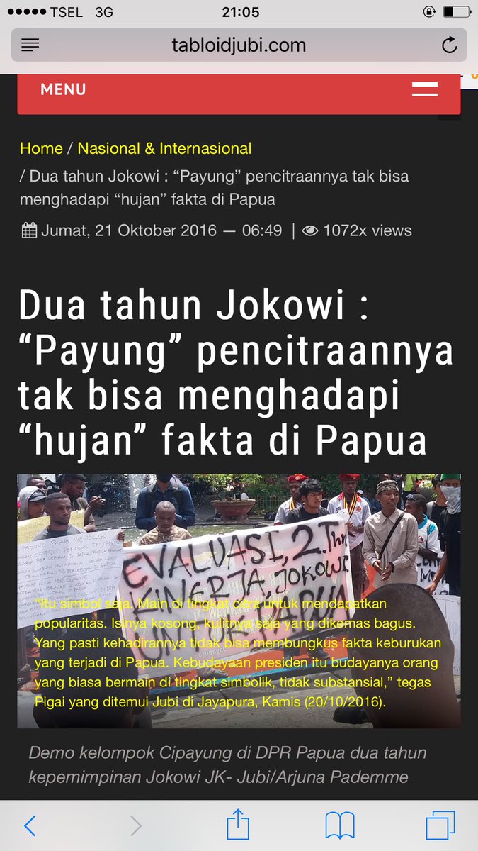 Cover Media Papua Terkemuka ini sdh bisa menjawab Apa yg sy kritik ke Jokowi adalah benar adanya.