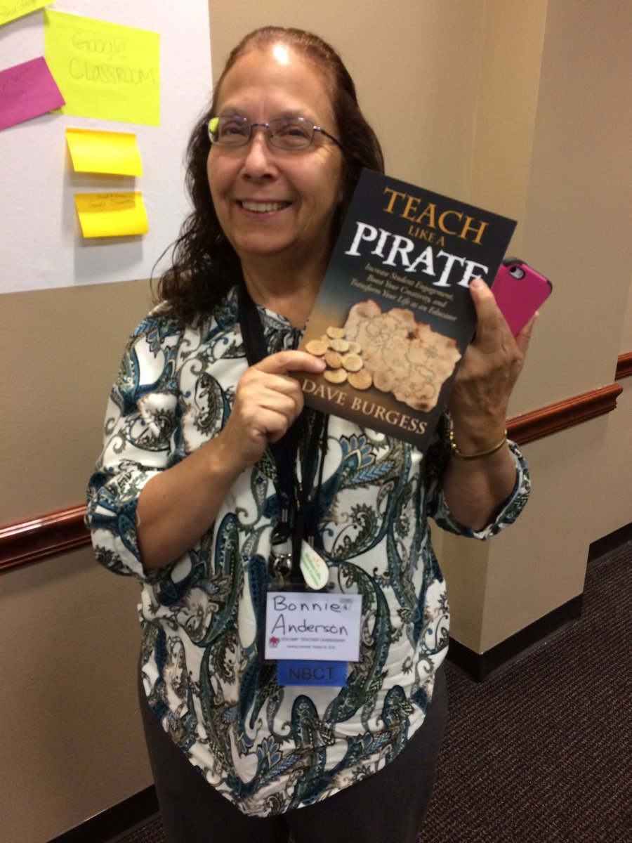 debadventurepe's tweet photo. Bonnie @bonniesuea1 from Rogers Public Schools just won an awesome door prize this morning #edcampteacherleader #nbctstrong https://t.co/6YCrEgpeVT