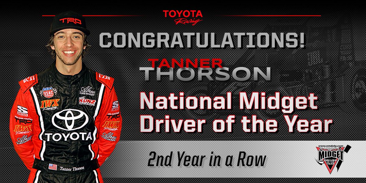 ToyotaRacingUSA's tweet photo. RETWEET to congratulate to @Tanner_Thorson  and @KeithKunz on winning @nm_doty for the 2nd straight year! https://t.co/zDGb0owZlb