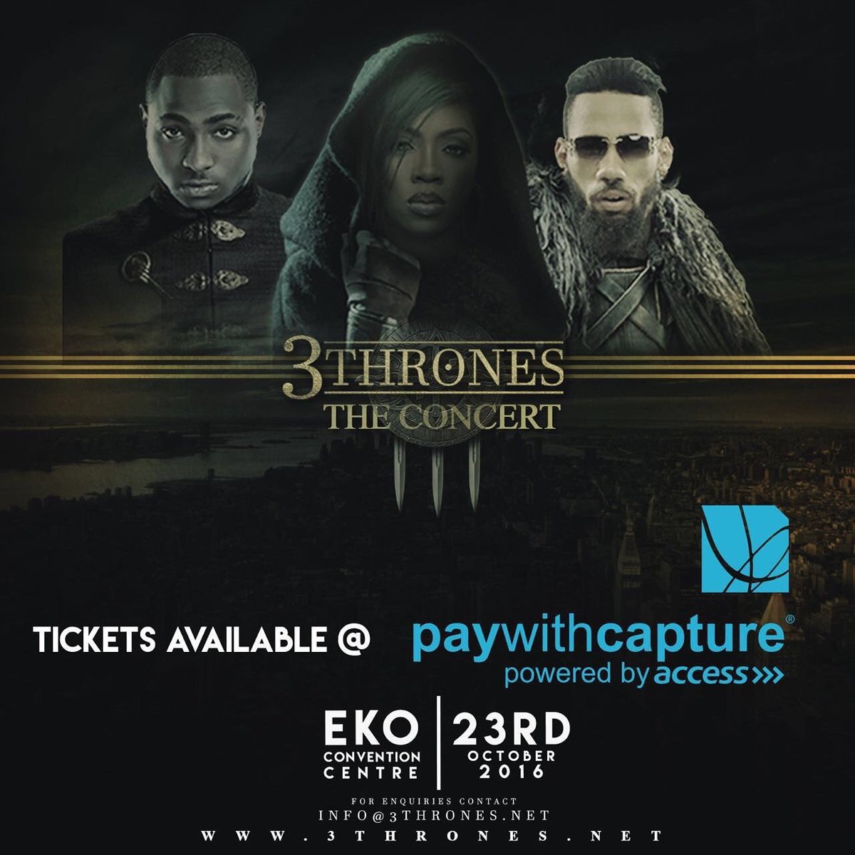 AccelerateTV's tweet photo. Hey guys...there's a 5% discount on the #3ThronesConcert ticket if you are a #PayWithCapture customer. Nice and easy way to grab your ticket https://t.co/A979Y5TC2W