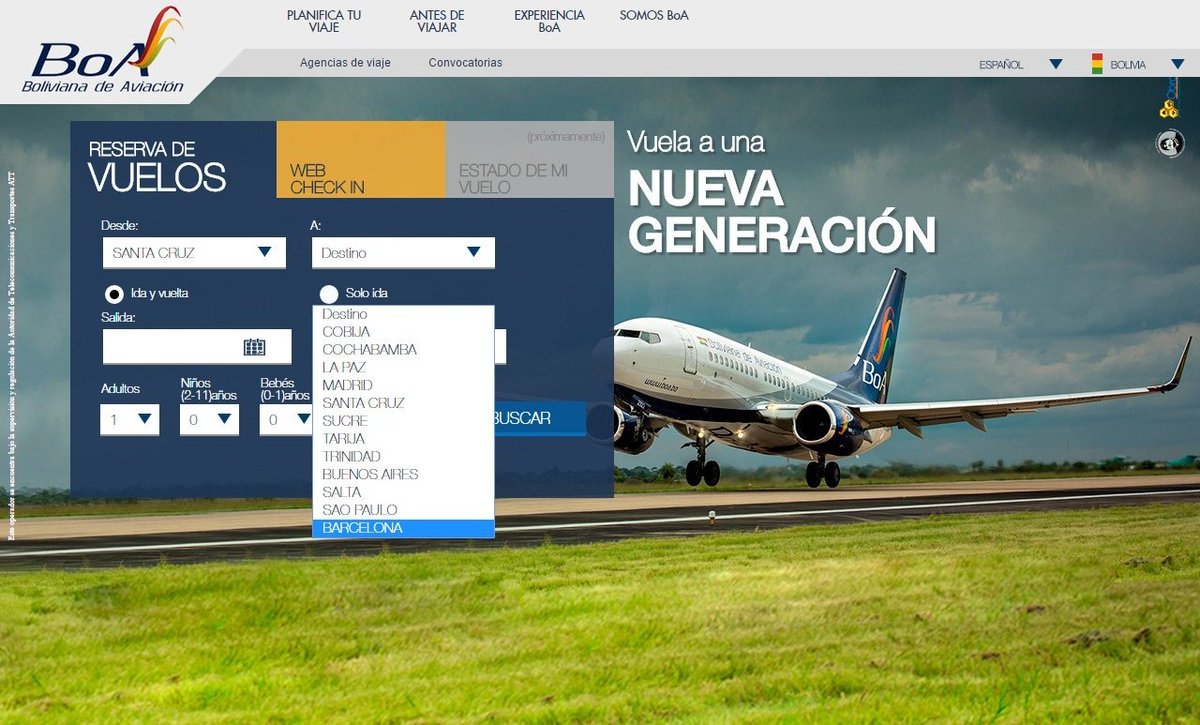 Potosi21F's tweet image. Lastima q @BoABolivia no tenga a Potosi en su grilla de vuelos en la web (aunque tenga vuelos)
¿SI ALGUIEN QUIERE COMPRAR X LA WEB? Se #Jode