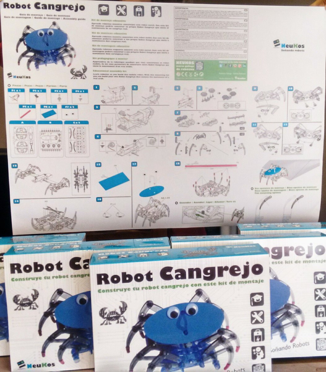 neukos's tweet photo. Nueva versión d nuestro #robot #cangrejo! Ahora con cara, ojos, y guía d montaje muy visual! https://t.co/zmuYhVdQX5 https://t.co/WltJ6Tuubf
