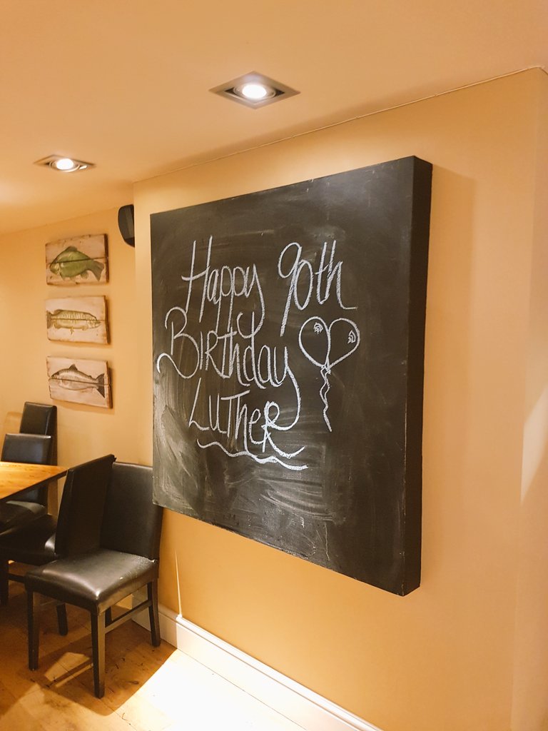 TheBlueAnchor's tweet photo. Happy 90th belated birthday to Luther! If you'd like a private party with us, book online now! #bday #private #party #tadworth #blueanchor https://t.co/mSi2BQLCL0