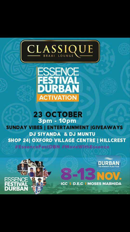 thembeka_K's tweet photo. #MoveWithESSENCE tomorrow @ Classique braai lounge.Good food & great company as we gear up for the ESSENCE Festival! https://t.co/6LyfkE04hv
