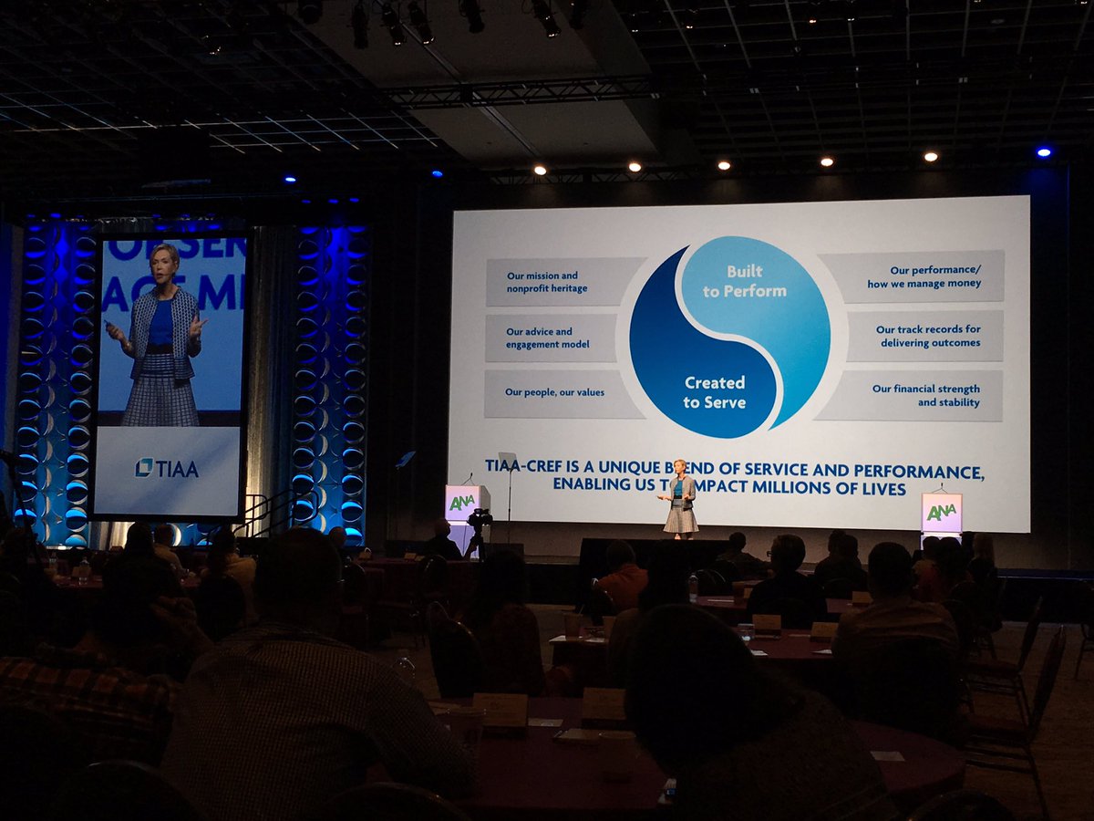 MAnderson_140's tweet image. Connie Weaver sharing the impressive transformation of @TIAA -- Customer-first and Radically Simple are at the heart.  #ANAMasters