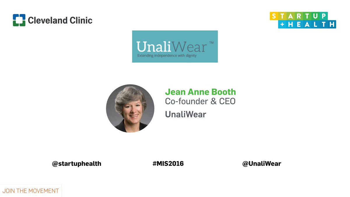 startuphealth's tweet photo. Watch @UnaliWear live followed by @VP #CancerMoonshot Keynote @StartUpHealth Transformer Showcase #MIS16 10/24 https://t.co/c02JHoikFq https://t.co/kjDdODBsVI