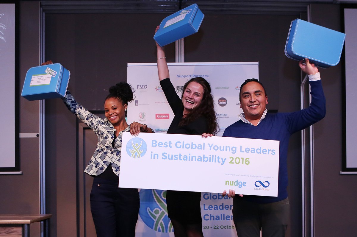 Meet the Best Young Leaders in Sustainability 2016 at the #NudgeGlobal: Jesse Lopez, Precious Mundia and Anne Boer! Proud of you!