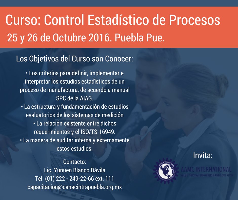 AAMC_INT's tweet photo. Curso: "Control Estadístico de Procesos" 25 y 26 de Octubre
 Conoce los objetivos del curso: https://t.co/IMF203K5dL
