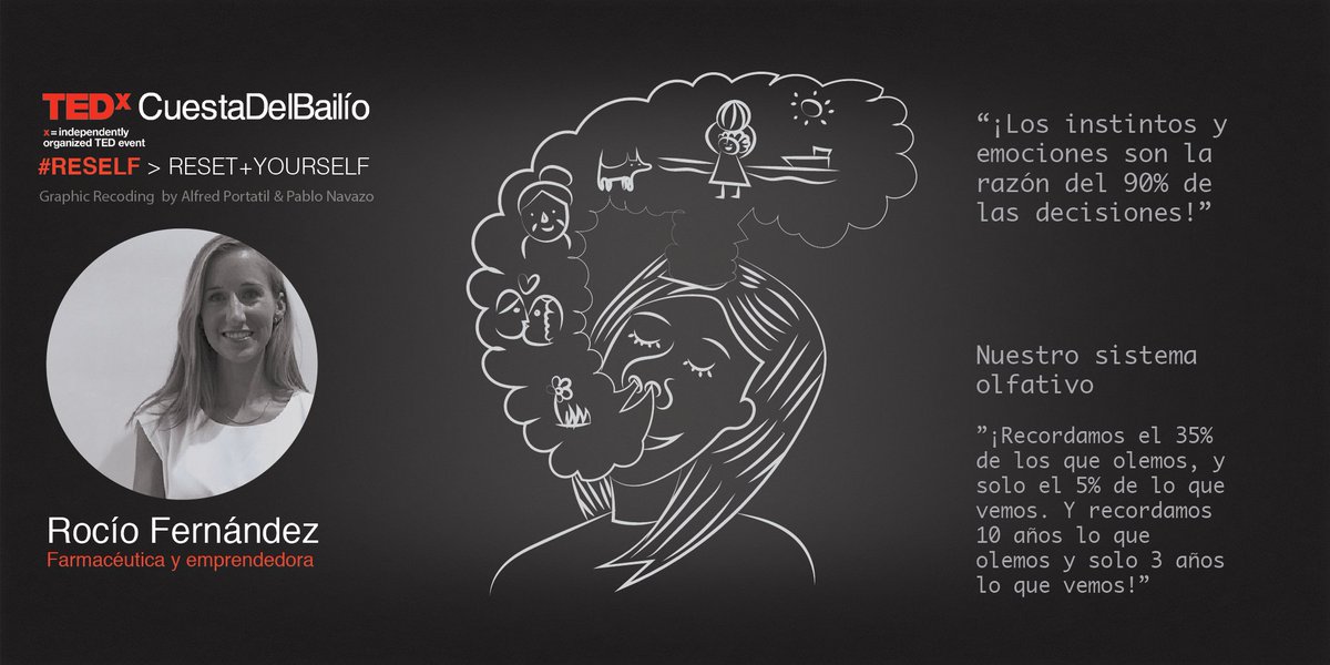 TEDxCdBailio's tweet photo. El aroma de la ponencia de Rocío Fernández, en esta ilustración #TEDxCdB https://t.co/hZa2BRANf5