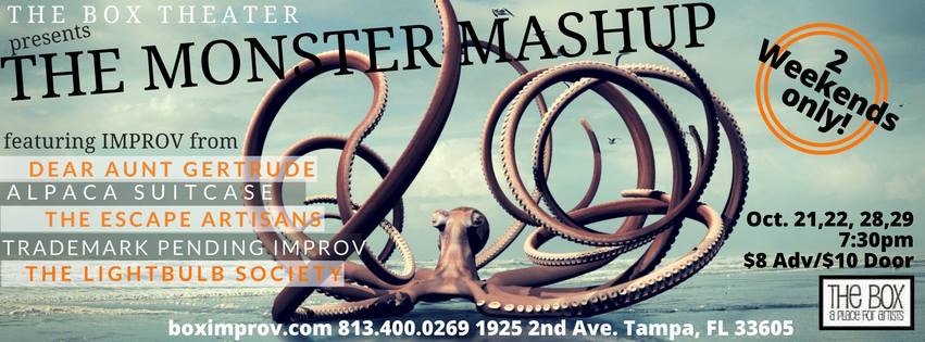 AKSpringer123's tweet photo. BACK BY PUBLIC DEMAND....and previous scheduling... Come check out Monster Mash Up w/ TMP improv, Alpaca Suitcase, and The Escape Artisans! https://t.co/EKXFQXXc7i
