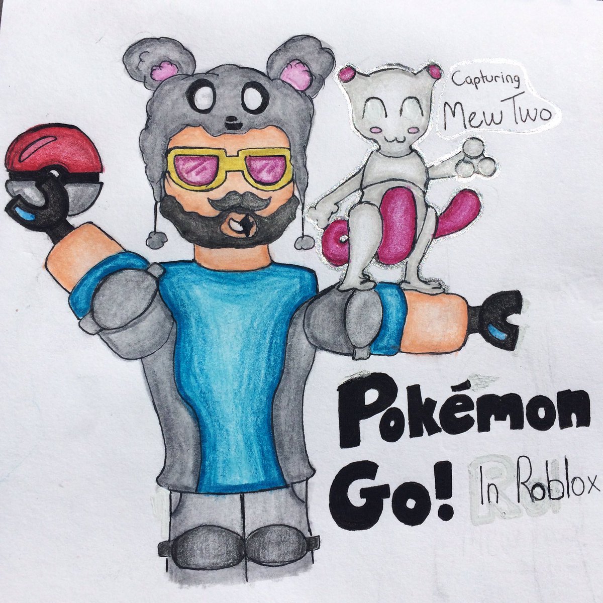 Endercookiez On Twitter Fan Art Of Thinknoodles Catching Mewtwo In Heavenlogin S Roblox Pokemon Go - dantdm roblox pokemon go mewtwo