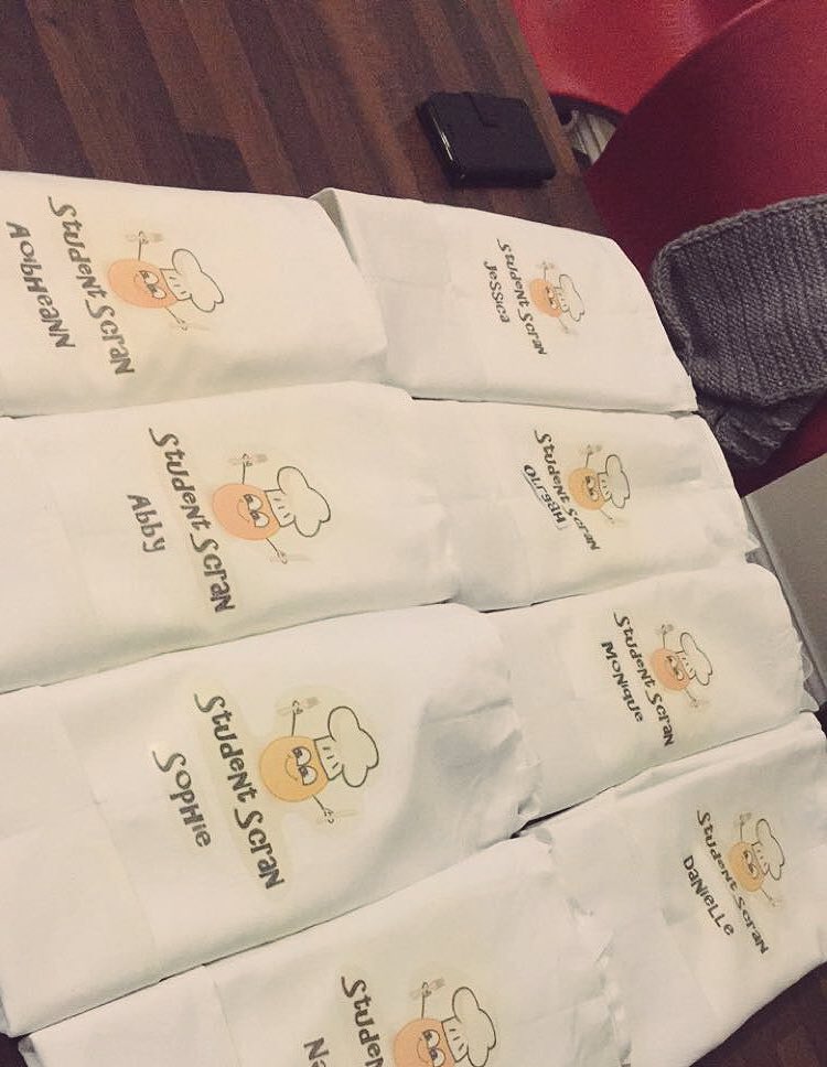 jessicapardoePR's tweet photo. Brand aprons done for our Grad Ent. project #studentscran #graduate #enterprise https://t.co/dVbpPdcT90