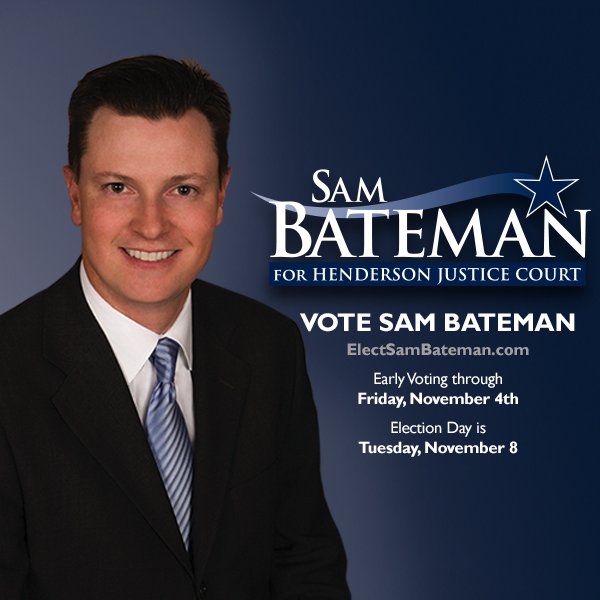 electsambateman's tweet photo. Early Voting has started. Find a convenient location & skip the lines on election day. #SamForJudge https://t.co/lvEoRy3Usr https://t.co/ToSH8aZZfF