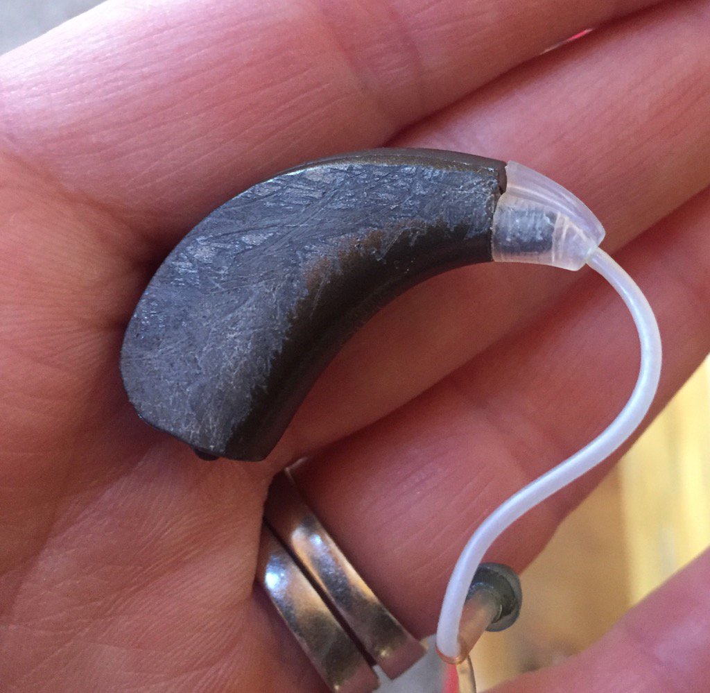 hollyschissel's tweet photo. Prius is no match for @starkeyhearing quality. My mom's #Halo run over by car and still works just fine! https://t.co/ug7jw2VBt0