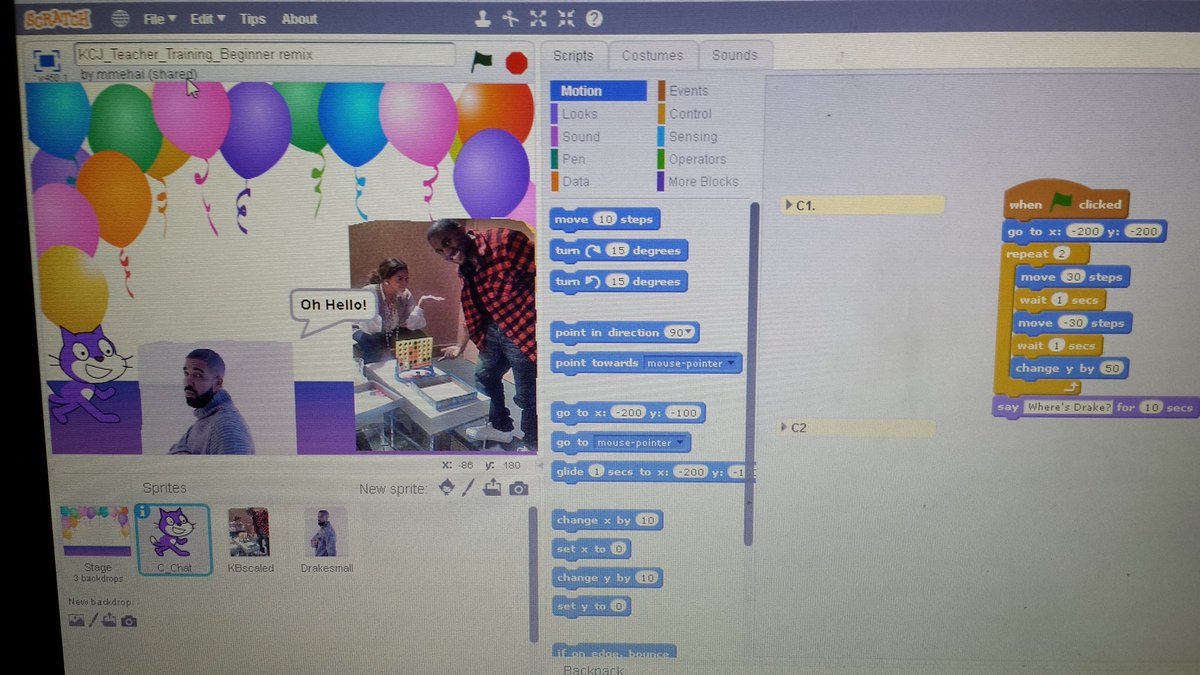 MMehai's tweet image. My @scratch project at today&apos;s #codeclass. So much fun! #cuebc #saturdaymood