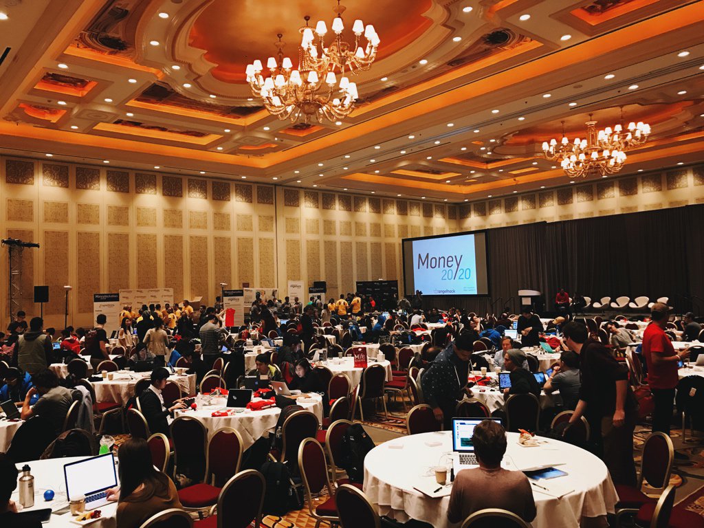 MastercardDev's tweet image. The hacking has started here at #Money2020hacakthon!