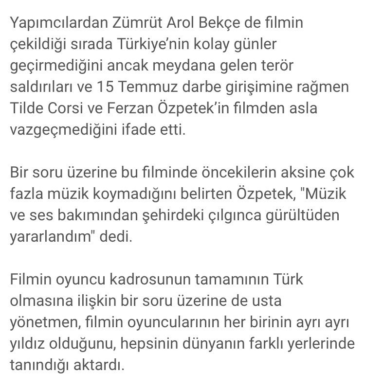 istanbul_krmz's tweet photo. Ferzan Özpetek:Filmdeki oyuncuların her biri ayrı ayrı yıldız ve dünyanın farklı yerlerinde tanılıyor #TubaBüyüküstün #HalitErgenç https://t.co/MIFEJr9tZi