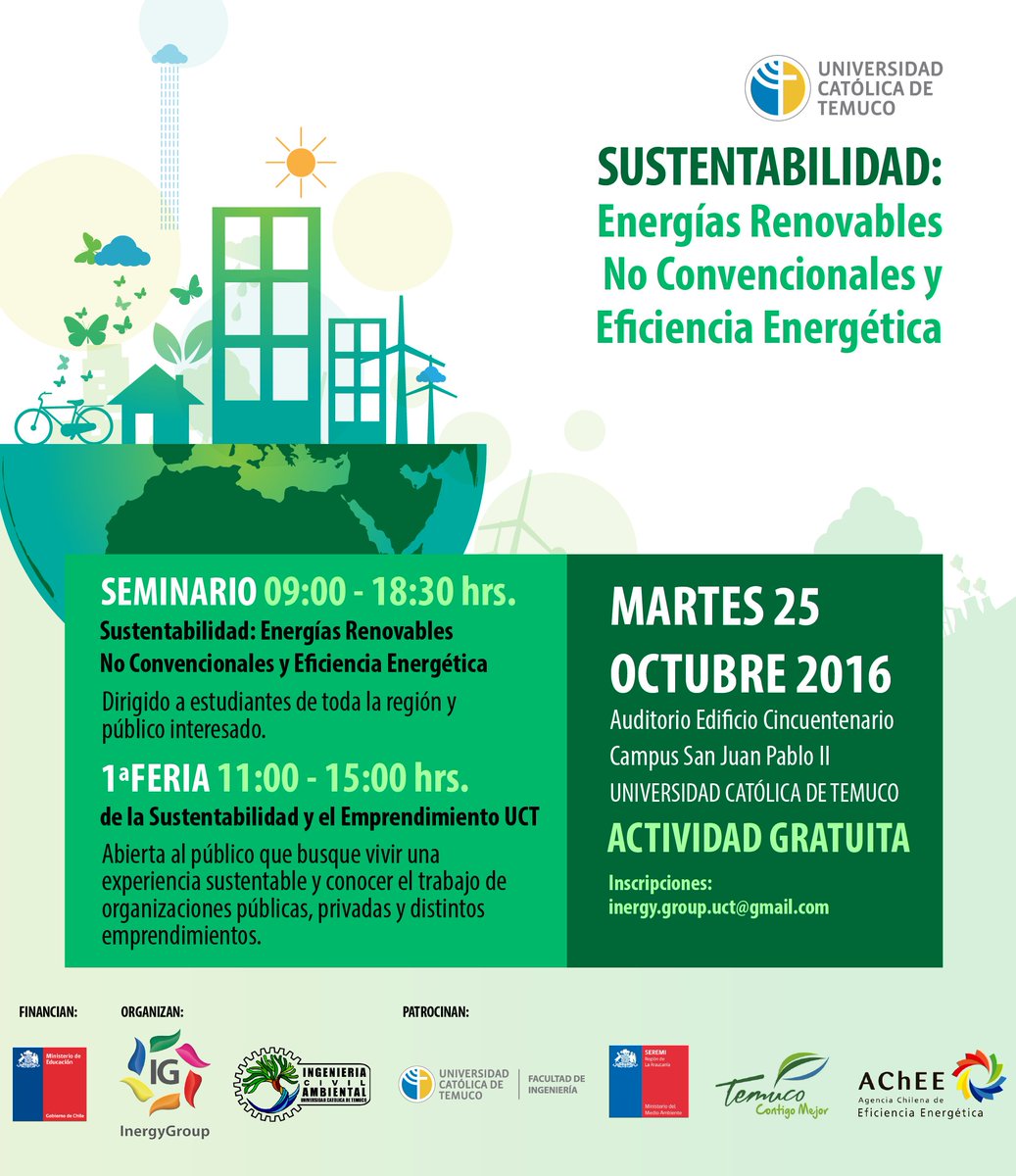 ICAmbientalUCT's tweet photo. NO TE LO PUEDES PERDER!! @Fac_Ing_UCT @seremiambiente9 @UC_Temuco @AustralTemuco https://t.co/cn221i92if