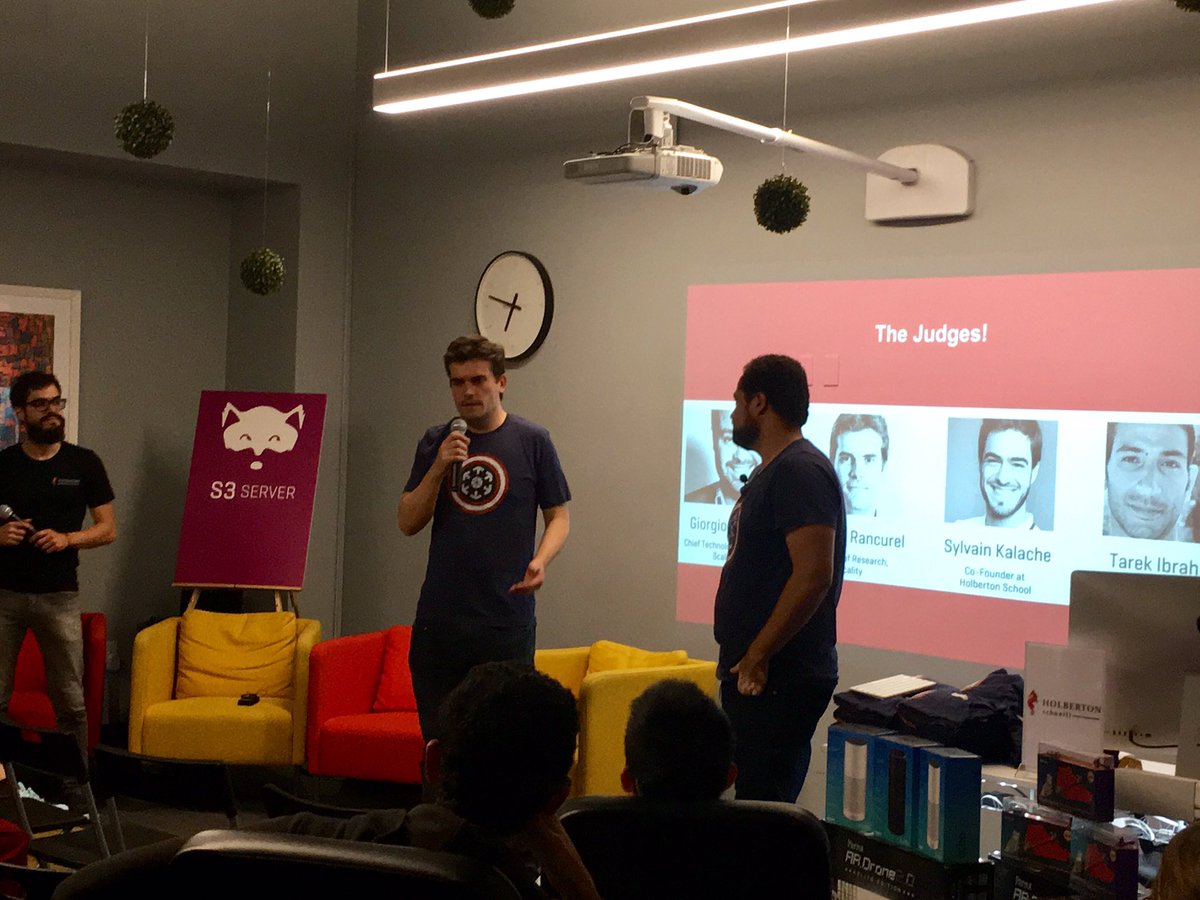 _rahulreddy's tweet photo. @GiorgioRegni @vrancurel presenting S3 Server for #hackathon #s3server #holbertonschool https://t.co/W7CicjBNtE