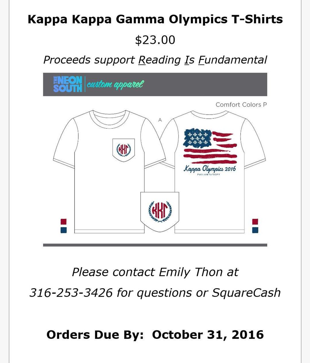 KKGWichitaState's tweet photo. Kappa Olympics shirt info! #instakappa #wsukappas #ictkkg https://t.co/GOP8cmm3lb