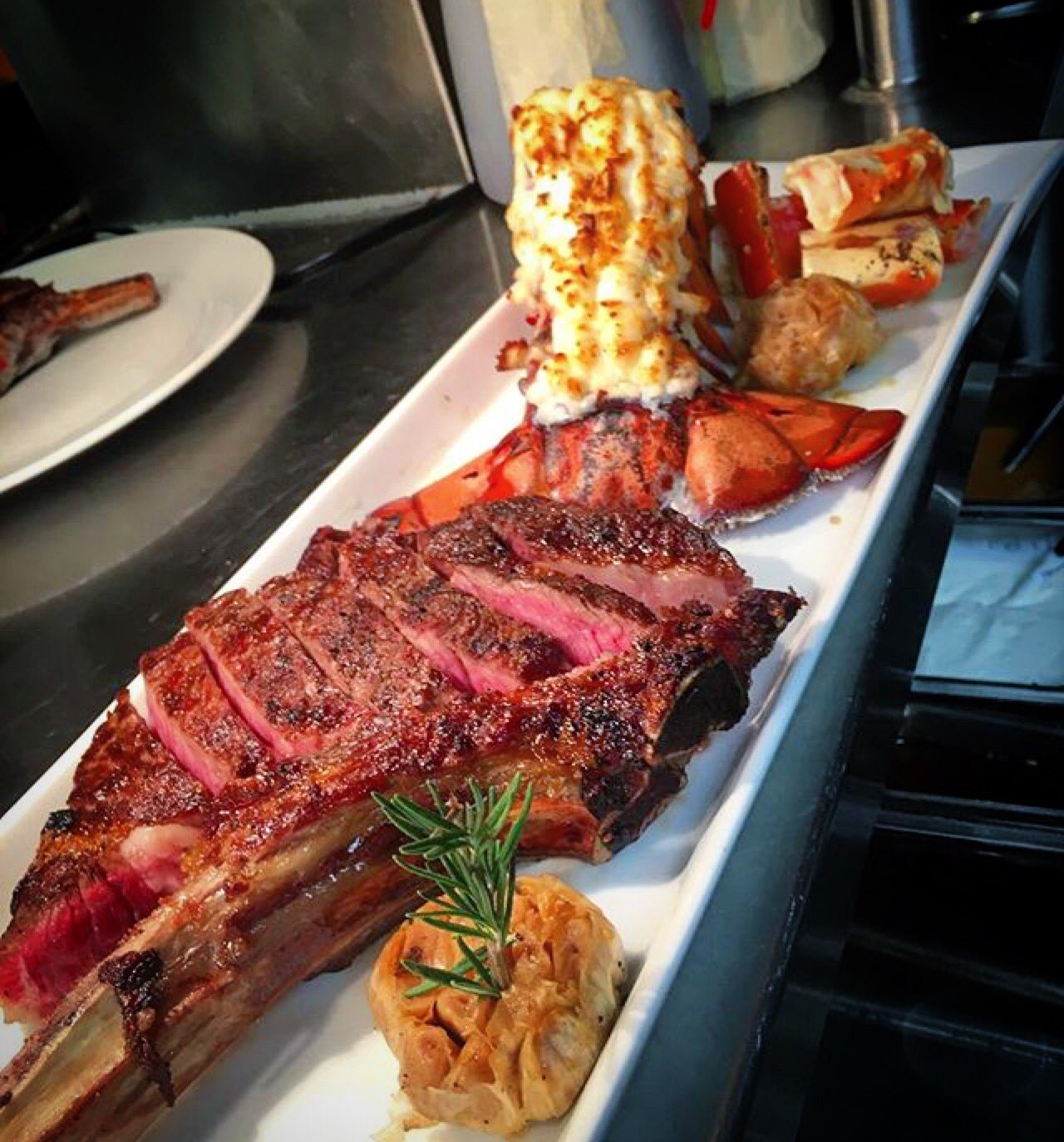 Surf 'N Turf - Tomahawk and Maine Lobster Tails - Vermont Wagyu