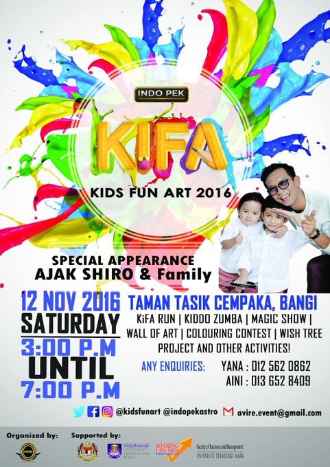 NadiaKhairullah's tweet photo. KIDS FUN ART 2016 🎈🎉
Feel the excitement by joining them! Lots of act and special appearance Ajak Shiro 👨👩👦👦 @kidsfunart
#kifa2016 https://t.co/AqpNYSunx7