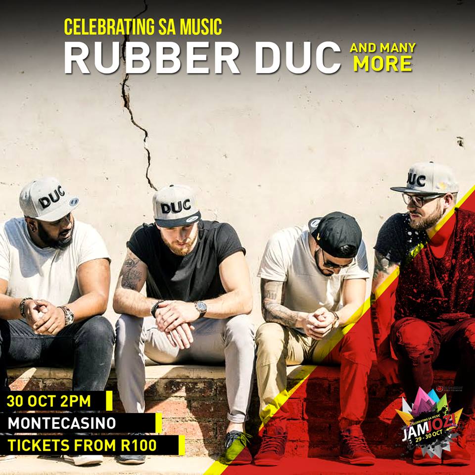 .<a href="/RubberDucMusic/">Rubber Duc</a> LIVE SUN 30 OCT 2PM <a href="/MONTECASINOZA/">MONTECASINO</a> TICKETS at the DOOR | All Weekend Pass only R150 #JamJOZI