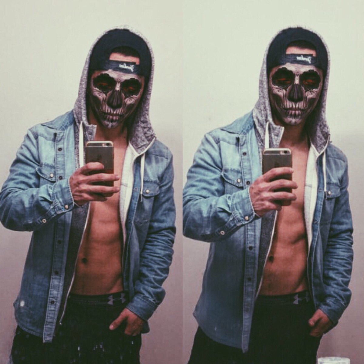 kevgofit's tweet photo. I don't really celebrate Halloween, but snapchat changed the game up for me. 💀 #halloween https://t.co/BbSPoJDVbD https://t.co/sjB1DLVY6z
