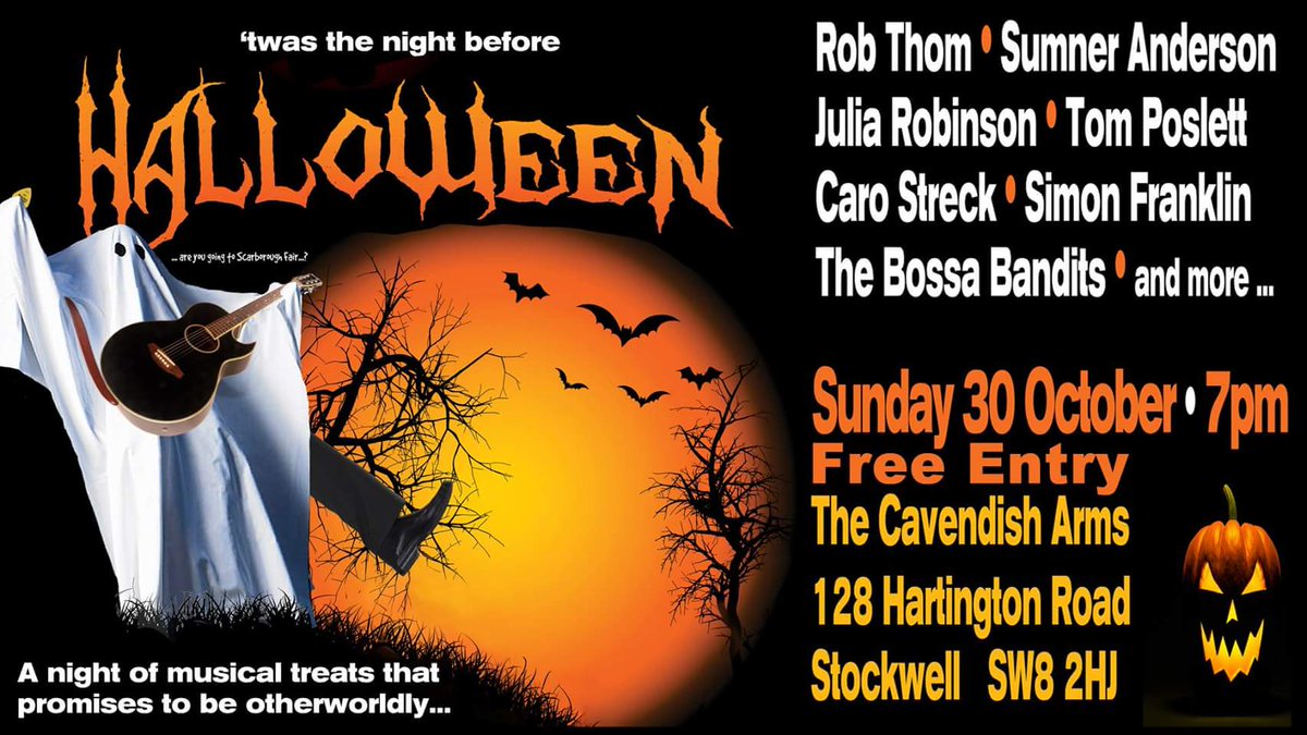 CavendishArms's tweet image. TONIGHT 7PM! More Halloween treats with live acoustic music from @BrixtonJulia @robgthom @SumnerAnderson &amp;amp;  more! #freeentry #livemusic