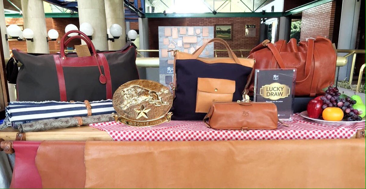 Three <a href="/ilbisonteID/">Il Bisonte ID</a> exclusive leather bags for the prizes at Kempinski Golf Cup.