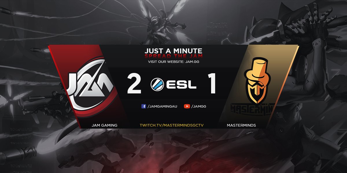 JAMGamingAU's tweet photo. It was a brutal face off but JAM wins 2 - 1 against @mastermindsgc lets keep the #JAMTRAM coming! #DINGDING https://t.co/HEoyLlNaEF