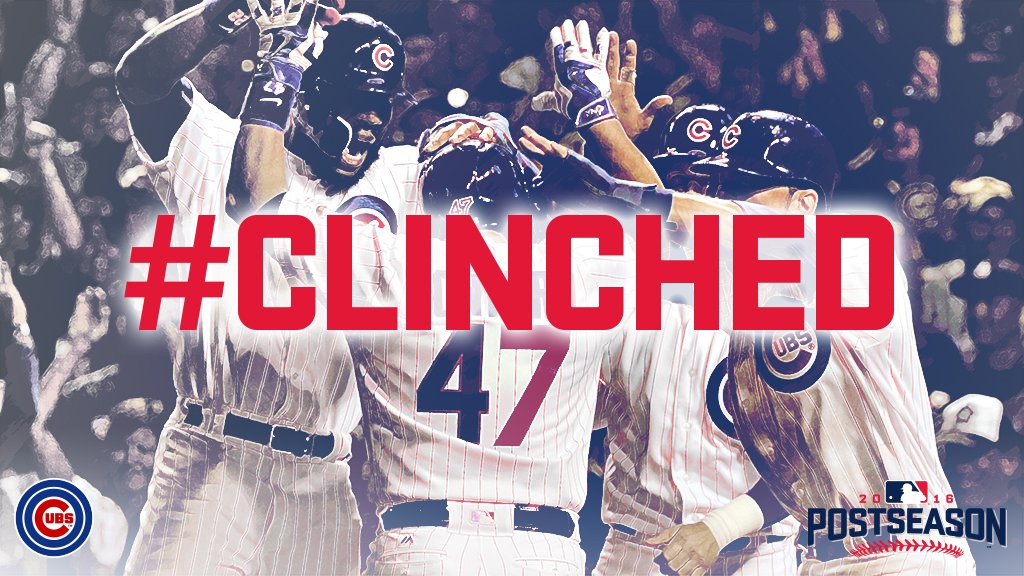 MLB's tweet photo. #CLINCHED!

The @Cubs are back in the #WorldSeries for the first time since 1945: https://t.co/oL9E0OfItA https://t.co/JhaEaSu2gq