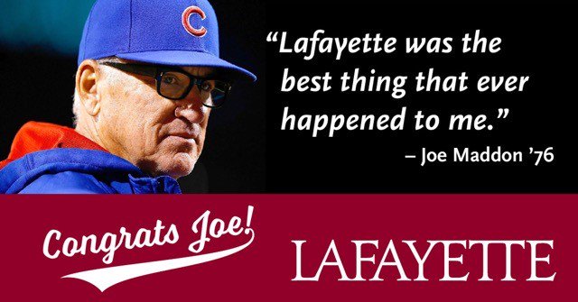 GoLeopards's tweet photo. Congrats to @CubsJoeMadd '76, headed to the @MLB #WorldSeries! #FlyTheW #RollPards https://t.co/vlTI2zYEEU