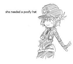 @FumaImpact A couple of doodles for ideas, possible hat for switch-tan. Also, giant robots. 