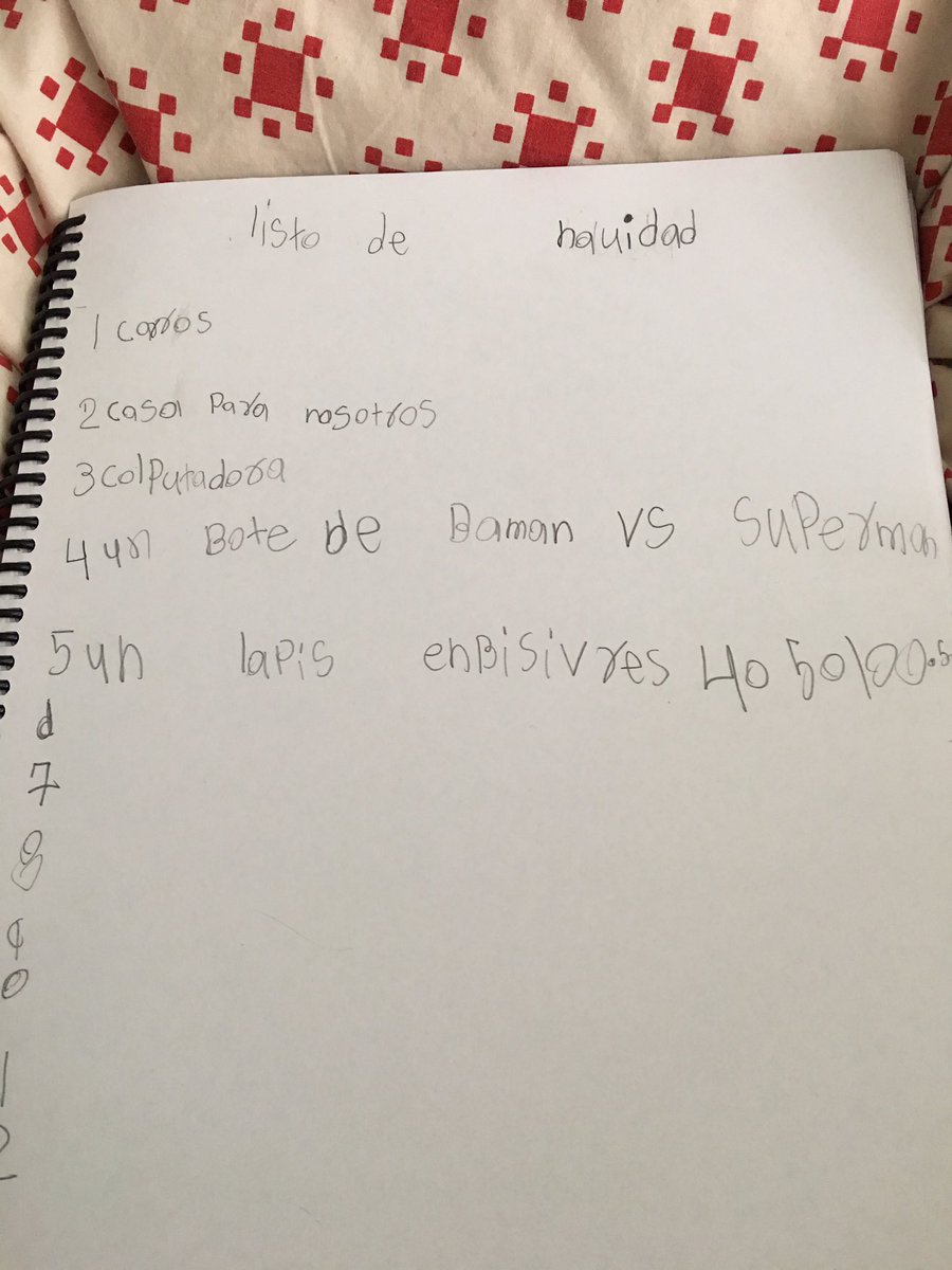 huyuqui's tweet photo. La lista de navidad de mi niño de 7 años! https://t.co/QP1UP9prMF