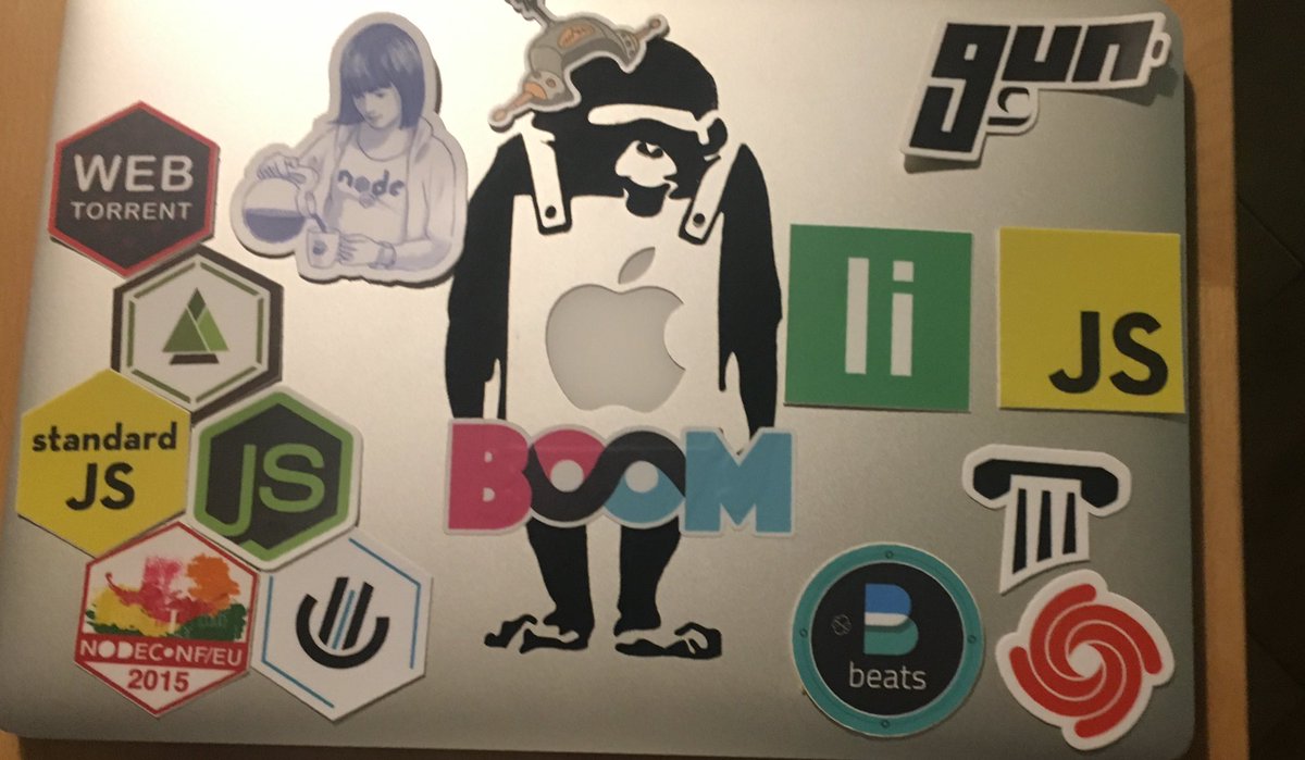 paolocargnin's tweet photo. I swear I came for the talks, not for the stickers. But hey, I'm a simple fe dev, I see stickers, I take it #nodejsit2016 . https://t.co/0dGdIBESkP