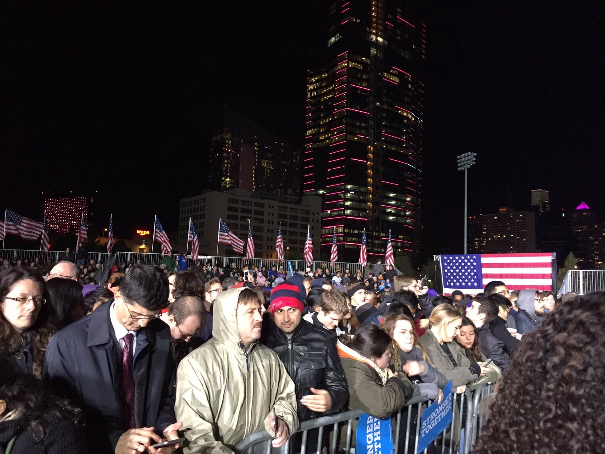 PennForHillary's tweet photo. Lots of people ready to welcome Hillary to Penn! #ProudToBePA https://t.co/stjxHiEWdy
