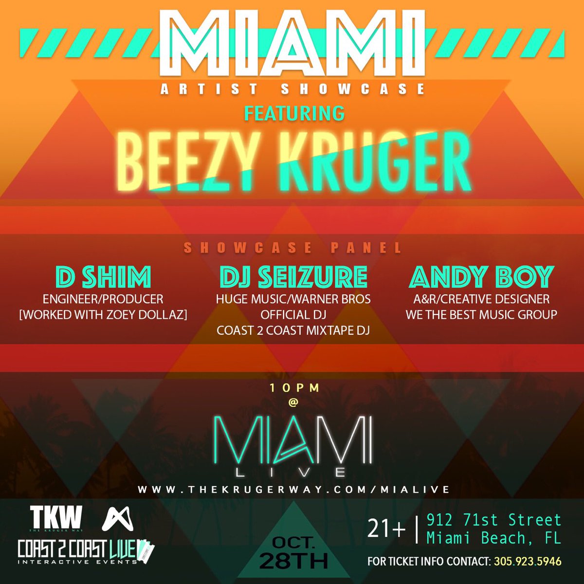 Dreaming2ooMuch's tweet image. 🔥⚠️ @BeezyKruger LIVE: 10/28 ⚠️🔥

🎟🎟🎟🎟🎟🎟🎟🎟🎟
$10 Tickets at TheKrugerWay.com/MiaLive
🎟🎟🎟🎟🎟🎟🎟🎟🎟
.
#TKW #ThinkTaboo #Miami
