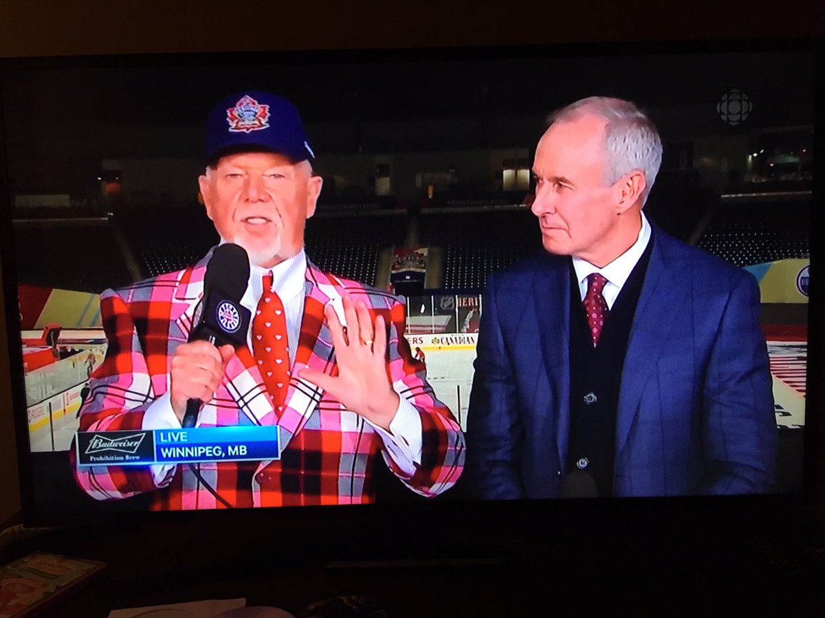 thesickflow15's tweet photo. Sat night, what else would I be doing? Great hockey insight &amp; amazing wardrobe. #HNIC #Grapes #maketwitterfunagain https://t.co/snQ7j8ok9l