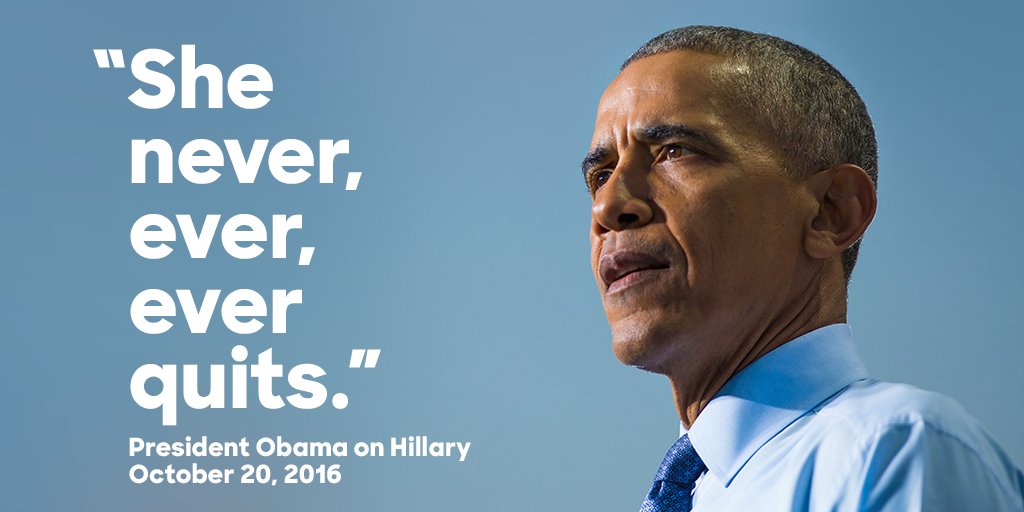 HillaryClinton's tweet photo. Hillary's been called a lot of things over the years. "Quitter" isn't one of them. https://t.co/tTgeqxNqYm https://t.co/gDQ7waMjyY
