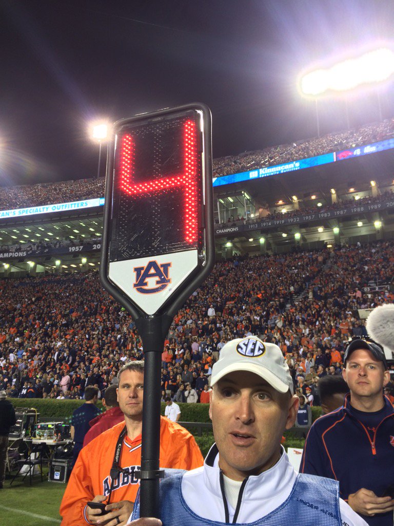 sportsiren's tweet photo. Loving new invention. Digital down marker. Invented by Auburn. So easy to see on night games Dana Marquez at it again https://t.co/Y6G375DOSg