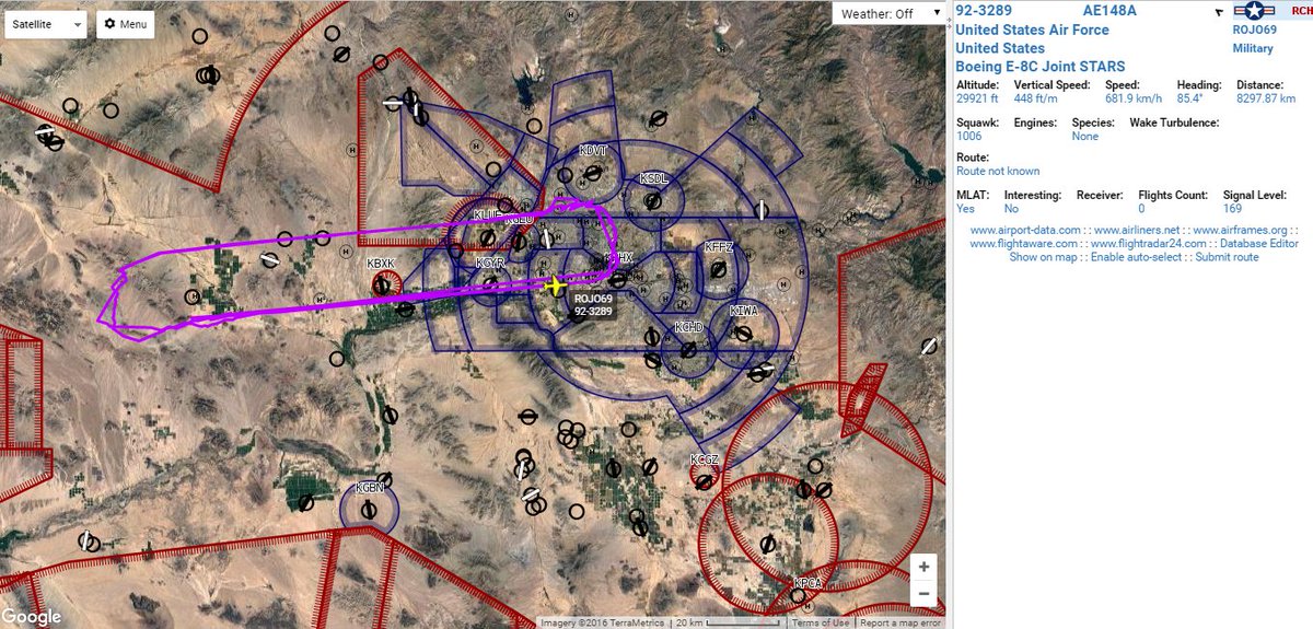 VR_FR_Spotter's tweet photo. 🇺🇸#USAF E-8C Joint STARS
ROJO69 🆔92-3289 GA ANG  #116ACW base[KWRB]
circling over Luke AFB [KLUF] #Arizona https://t.co/FtLLRxHHSY