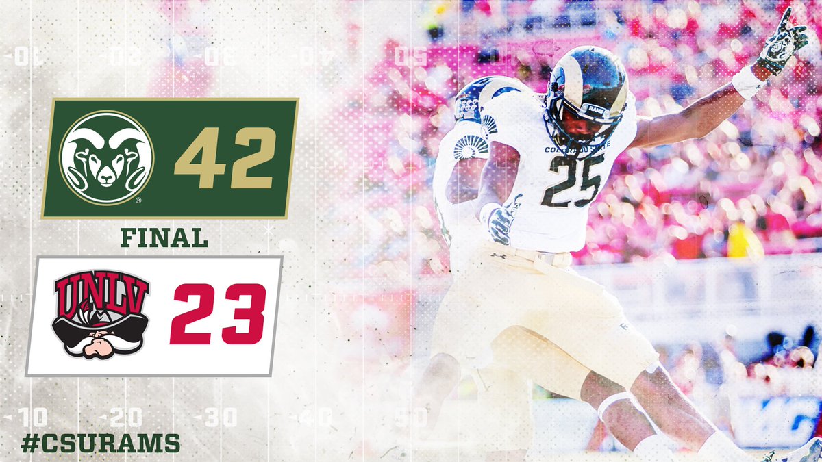CSUFootball's tweet photo. FINAL: The #CSURams pick up a key road win over UNLV, evening their mark entering the bye week! https://t.co/Rvsr5IMBRJ