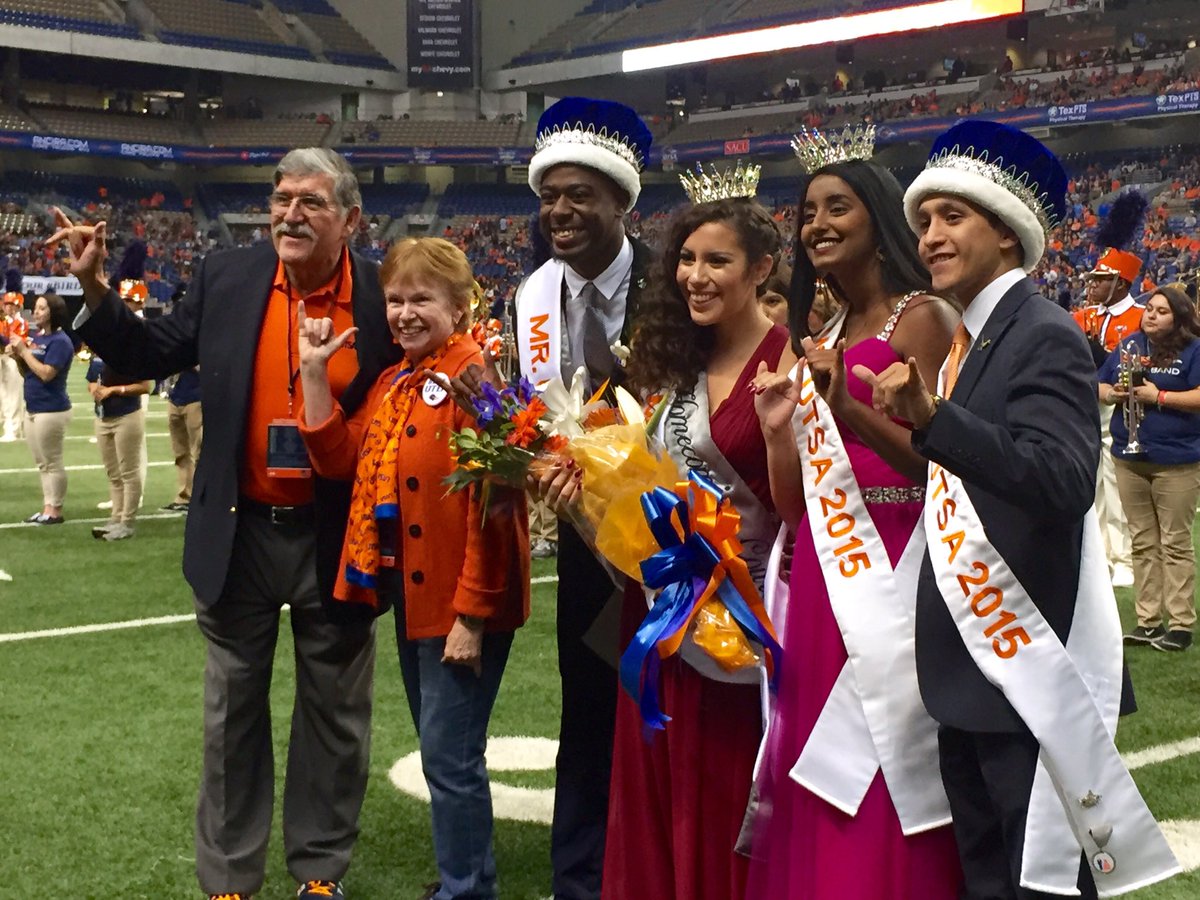 UTSA's tweet photo. Congratulations to our newest Mr. and Ms. UTSA: JaCorey Patterson (@JPatt_justwait) and Isabella Beltri (@issaybella)! #UTSAHC2016 https://t.co/E1Btaw51YN