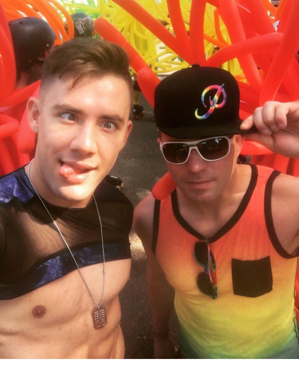 GayIslandGuide's tweet photo. @Tyler_Booth HavingFun w/ #travisjames During #honolulupride #parade !Check him out tonite dancing w/ @marcomarcounderwear At @HulasWaikiki https://t.co/a8dN4rT7hm