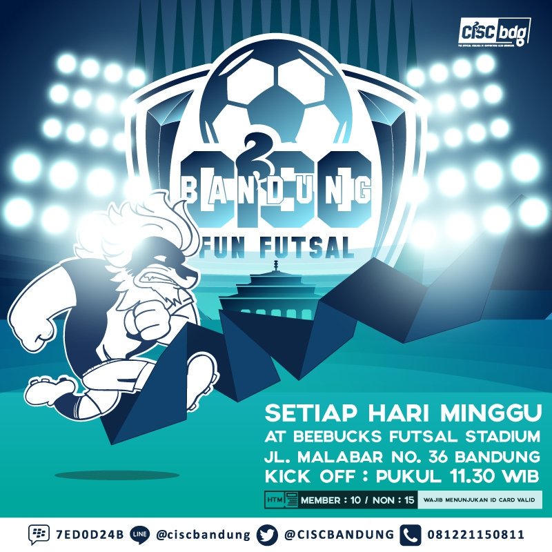 CISCbandung's tweet photo. Fun futsal cisc bandung, minggu ko 11.30 - selesei at bee buck futsal jl. Malabar no 36 bandung #kesangken #ThisIsCISC https://t.co/rZexax0JQV